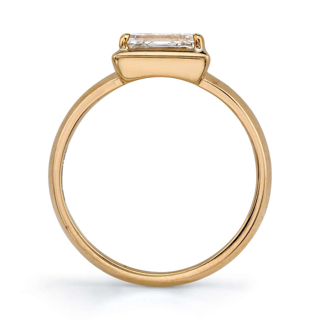 SINGLE STONE ZARA RING featuring 1.08ct H/SI2 EGL certified carré cut diamond set in a handcrafted 18K yellow gold mounting.