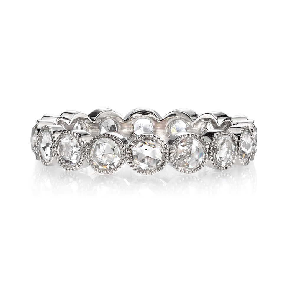 SINGLE STONE MEDIUM ROSE CUT GABBY BAND | Approximately 1.20ctw G-H/VS-SI rose cut diamonds bezel set in a handcrafted eternity band. Approximate band with 3.6mm. Please inquire for additional customization.