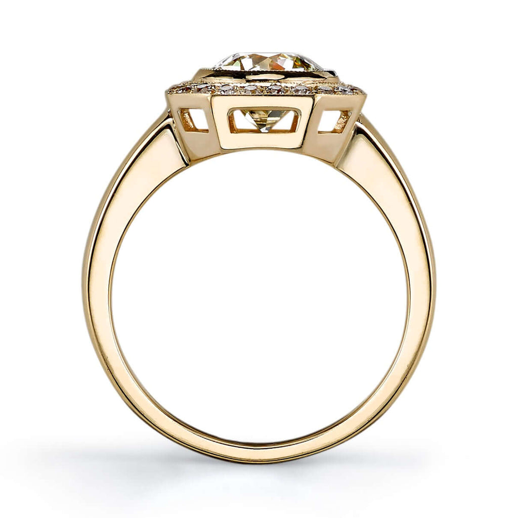 SINGLE STONE PARKER RING featuring 1.33ct L/VS1 GIA certified old European cut diamond with 0.19ctw old European cut accent diamonds set in a handcrafted 18K yellow gold mounting.