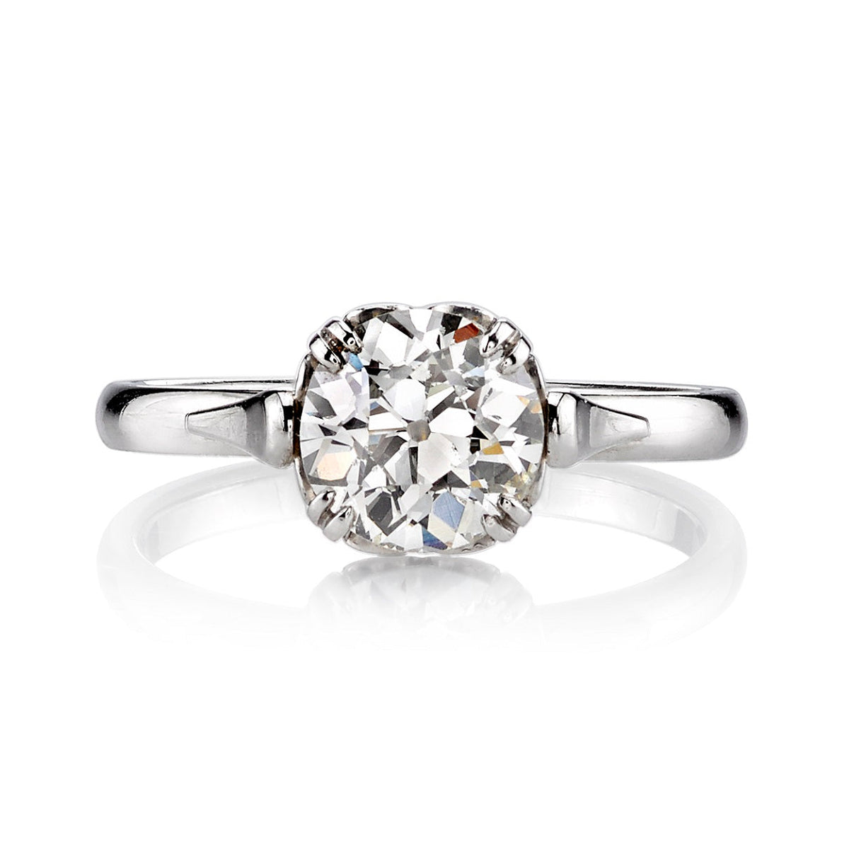 SINGLE STONE SYDNEE RING featuring 1.51ct J/VS1 EGL certified old European cut diamond set in a handcrafted platinum mounting.