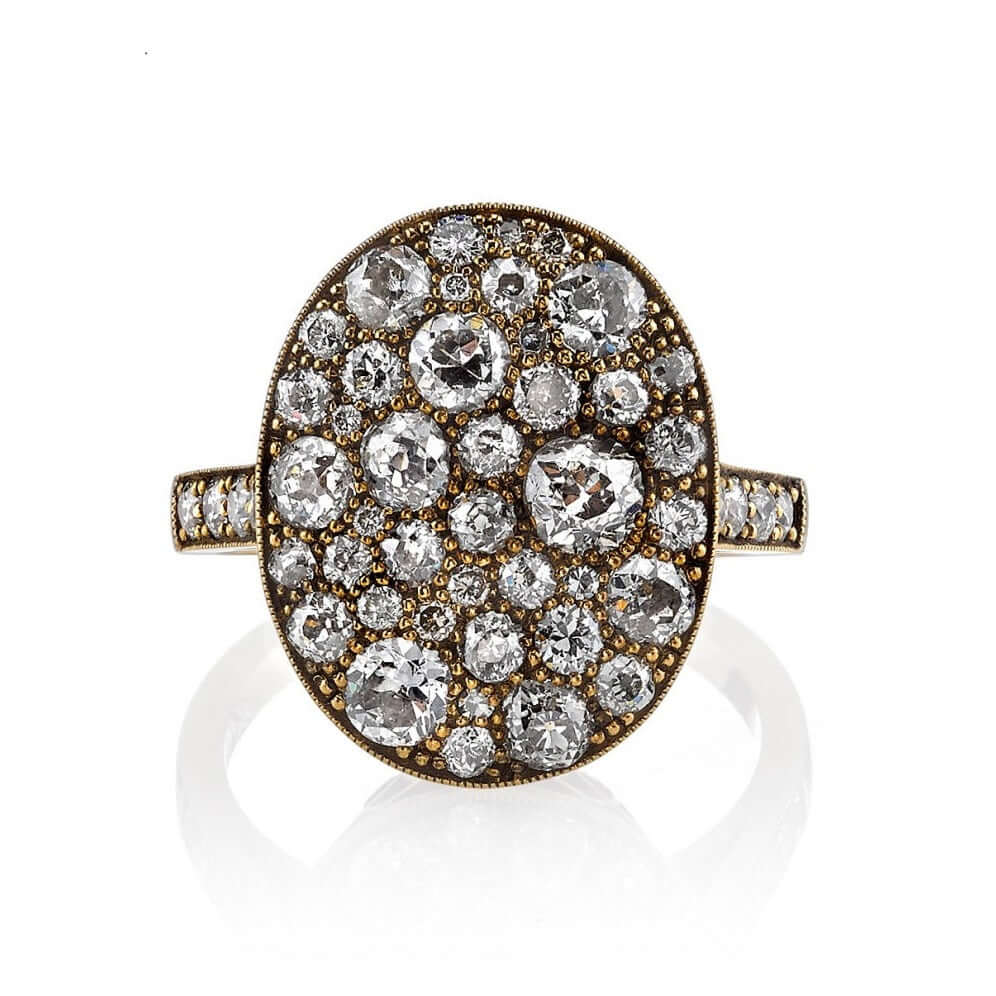 SINGLE STONE SMALL OVAL COBBLESTONE RING RING featuring Approximately 2.20ctw various old cut and round brilliant cut diamonds set in a handcrafted 18K yellow gold mounting. Available in a polished or oxidized finish. Prices may vary according to total di