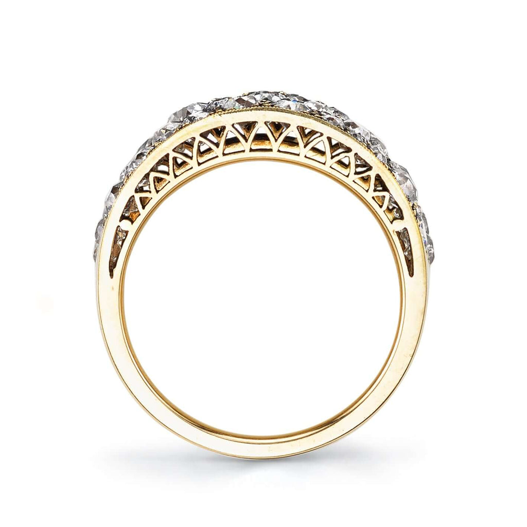 SINGLE STONE COBBLESTONE BAND BAND | Approximately 2.25ctw varying old cut and round brilliant cut diamonds set in a handcrafted 18K yellow gold band. Approximate band width 8.9mm. *Cobblestone pattern may vary from piece to piece Please inquire for addit