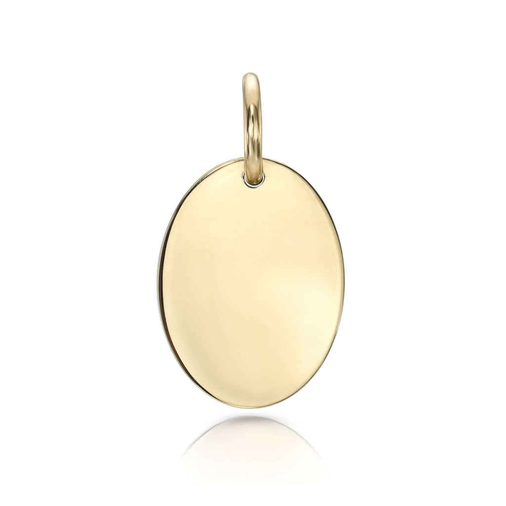 SINGLE STONE 20mm OVAL PENDANT PENDANT featuring Handcrafted 20mm oval shaped pendant in 18K yellow gold.