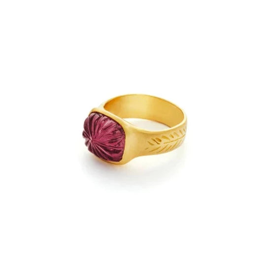 ETCHED PINK TOURMALINE RING, 18k yellow gold 5.94tcw pink tourmaline Size 6.5 Made in Greece, RINGS, Christina Alexiou