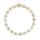 MIXED GEMSTONE BRACELETS - BLUE, 18k yellow gold 
5mm rose cut &amp; cabochon aquamarine &amp; rainbow moonstone 
Made in Los Angeles 
, BRACELETS, Irene Neuwirth