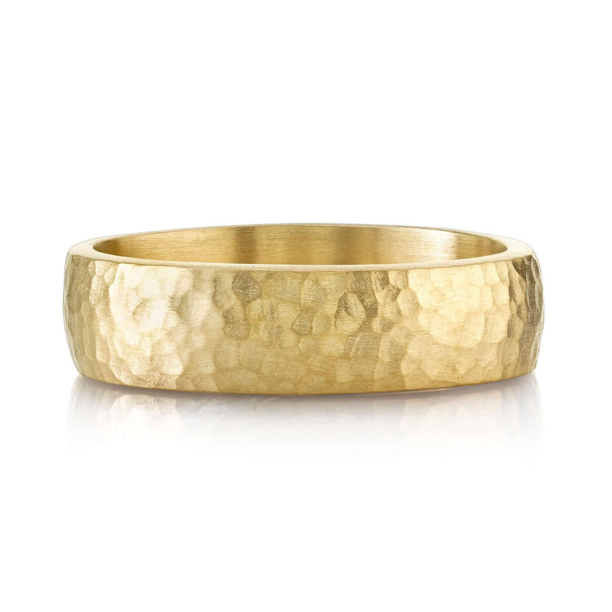 SINGLE STONE JOSEPH HAMMERED 6MM BAND | 6mm handcrafted hammered Men's band. Bands available from 4mm to 8mm.