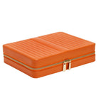 MARIA LARGE ZIP CASE, Material: Leather 
Storage: 10 ring rolls, 2 open compartments, 1 lidded compartment, 2 drawstring pouches,  6 necklace snap-on hooks with pocket, 1 ring bar, one earring bar. 
LusterLoc™: Allows the fabric lining the inside of your jewellery cases to absorb the hostile gases known to cause tarnishing. Under typical storage conditions, it can prevent tarnishing for up to 35 years 

, Gifts, WOLF DESIGNS, INC