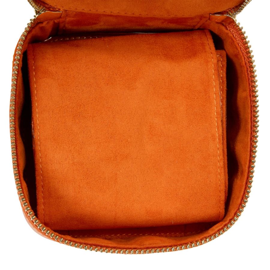MARIA ZIP JEWELRY CUBE, Storage: 1 ring bar, 1 earring bar, 5 zip compartments 
LusterLoc™: Allows the fabric lining the inside of your jewellery cases to absorb the hostile gases known to cause tarnishing. Under typical storage conditions, it can prevent tarnishing for up to 35 years. 
4.5" L X 4.5" W X 3" H 
, Gifts, WOLF DESIGNS, INC