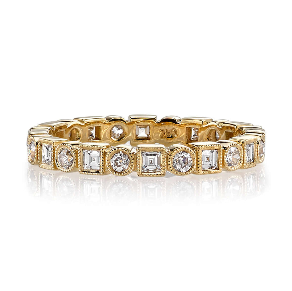 SINGLE STONE ADDIE BAND | Approximately 0.95ctw G-H/VS carré and old European cut diamonds set in a handcrafted eternity band. Approximate band width 2.6mm. Please inquire for additional customization.