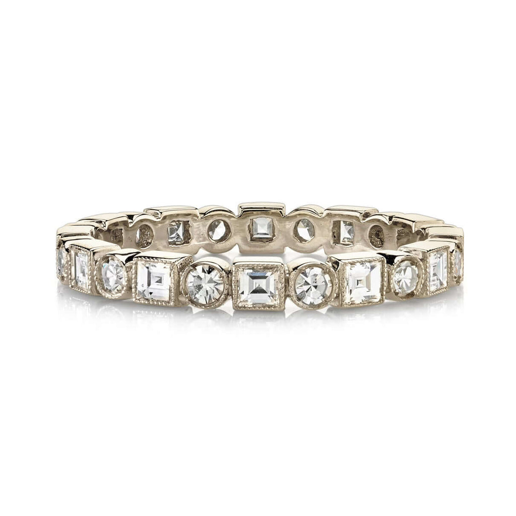 SINGLE STONE ADDIE BAND | Approximately 0.95ctw G-H/VS carré and old European cut diamonds set in a handcrafted eternity band. Approximate band width 2.6mm. Please inquire for additional customization.