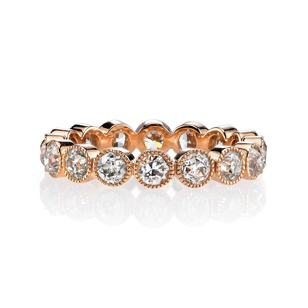 SINGLE STONE MEDIUM GABBY BAND | Approximately 1.75ctw old European cut diamonds set in a handcrafted bezel set eternity band. Approximate band with 3.6mm. Please inquire for additional customization.