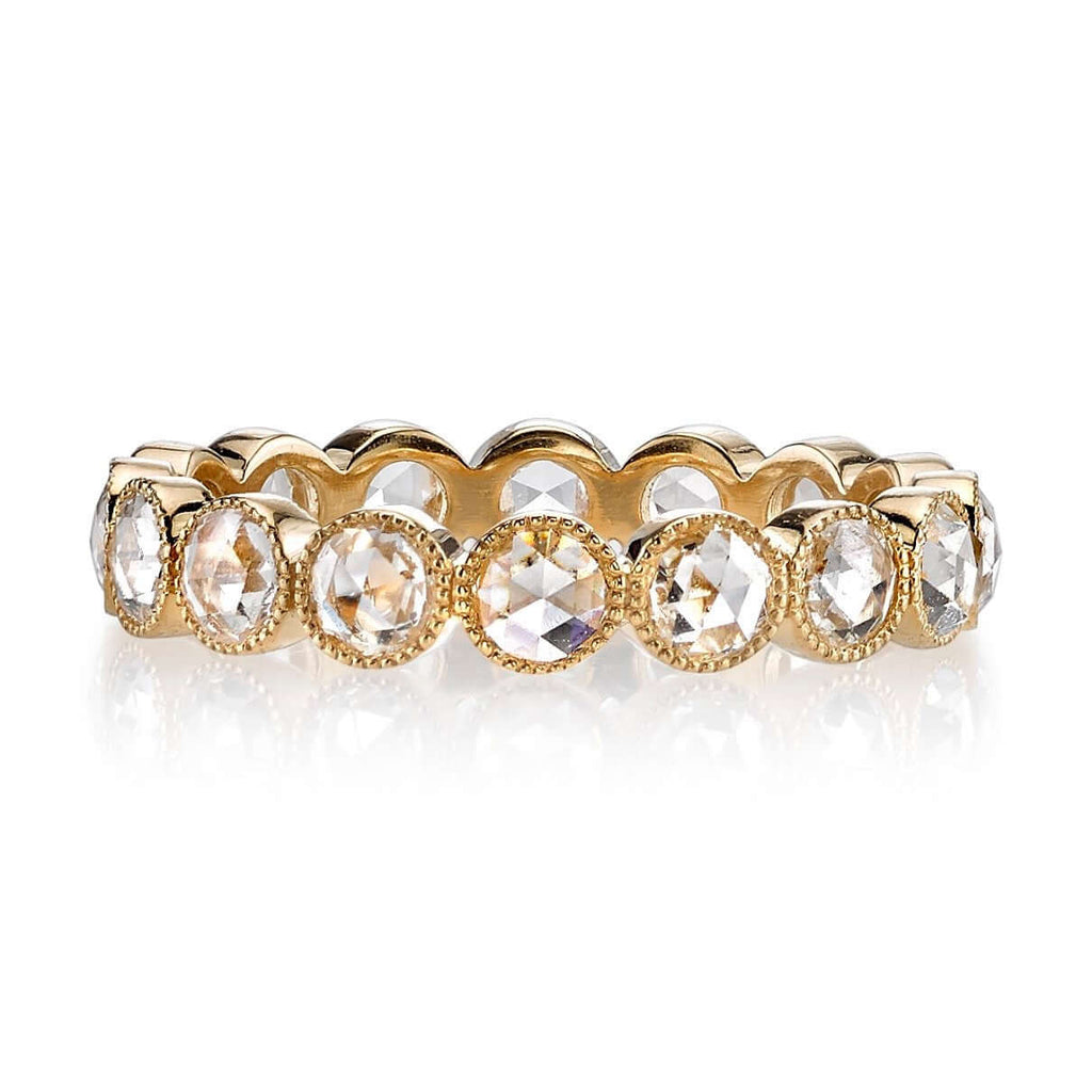 SINGLE STONE MEDIUM ROSE CUT GABBY BAND | Approximately 1.20ctw G-H/VS-SI rose cut diamonds bezel set in a handcrafted eternity band. Approximate band with 3.6mm. Please inquire for additional customization.