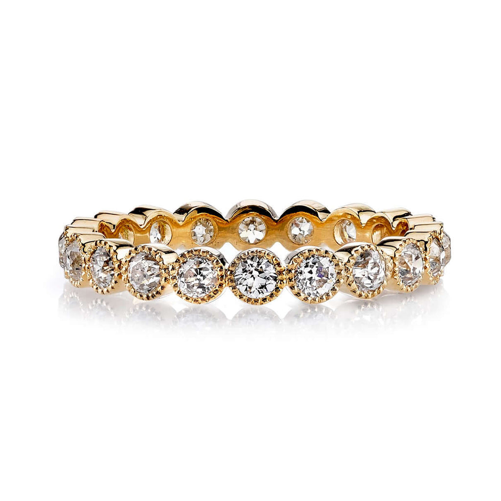 SINGLE STONE SMALL GABBY BAND | Approximately 1.00ctw G-H/VS old European cut diamonds bezel set in a handcrafted eternity band. Approximate band with 2.9mm. Please inquire for additional customization.