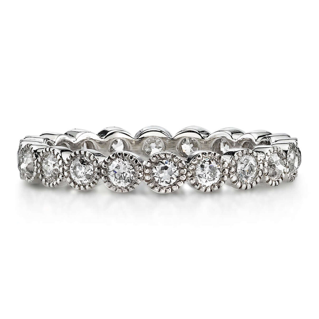 SINGLE STONE SMALL GABBY BAND | Approximately 1.00ctw G-H/VS old European cut diamonds bezel set in a handcrafted eternity band. Approximate band with 2.9mm. Please inquire for additional customization.