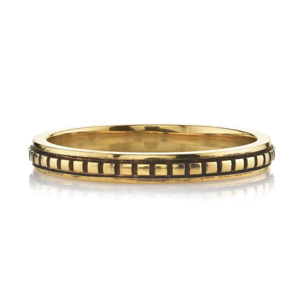 SINGLE STONE BARDOT BAND | Handcrafted oxidized 18K gold square beaded band. Approximate band width 2.2mm. Please inquire for additional customization.