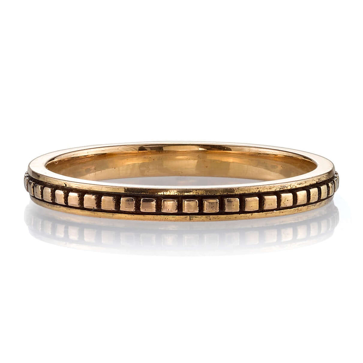 SINGLE STONE BARDOT BAND | Handcrafted oxidized 18K gold square beaded band. Approximate band width 2.2mm. Please inquire for additional customization.