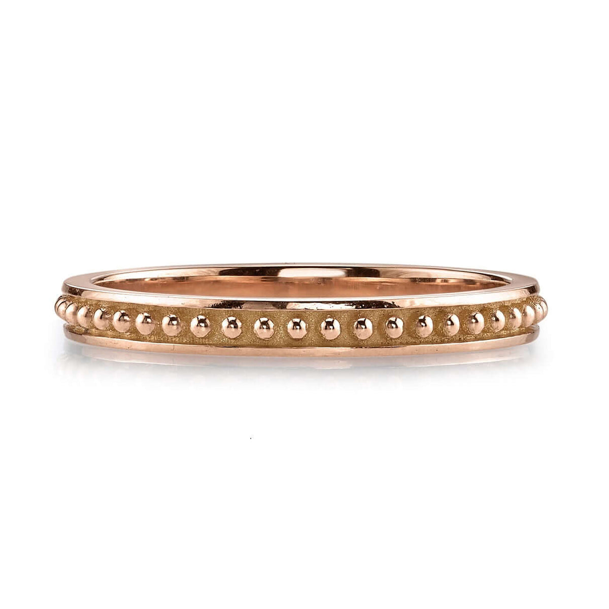 SINGLE STONE BRINLY BAND | Handcrafted 18K gold beaded band. Approximate band width 2.2mm. Please inquire for additional customization.
