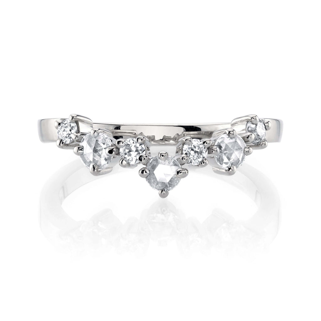 SINGLE STONE BROOKE BAND | 2mm handcrafted prong-set curved band with approximately 0.30ctw mixed old European and rose cut diamonds. Please inquire for additional customization.