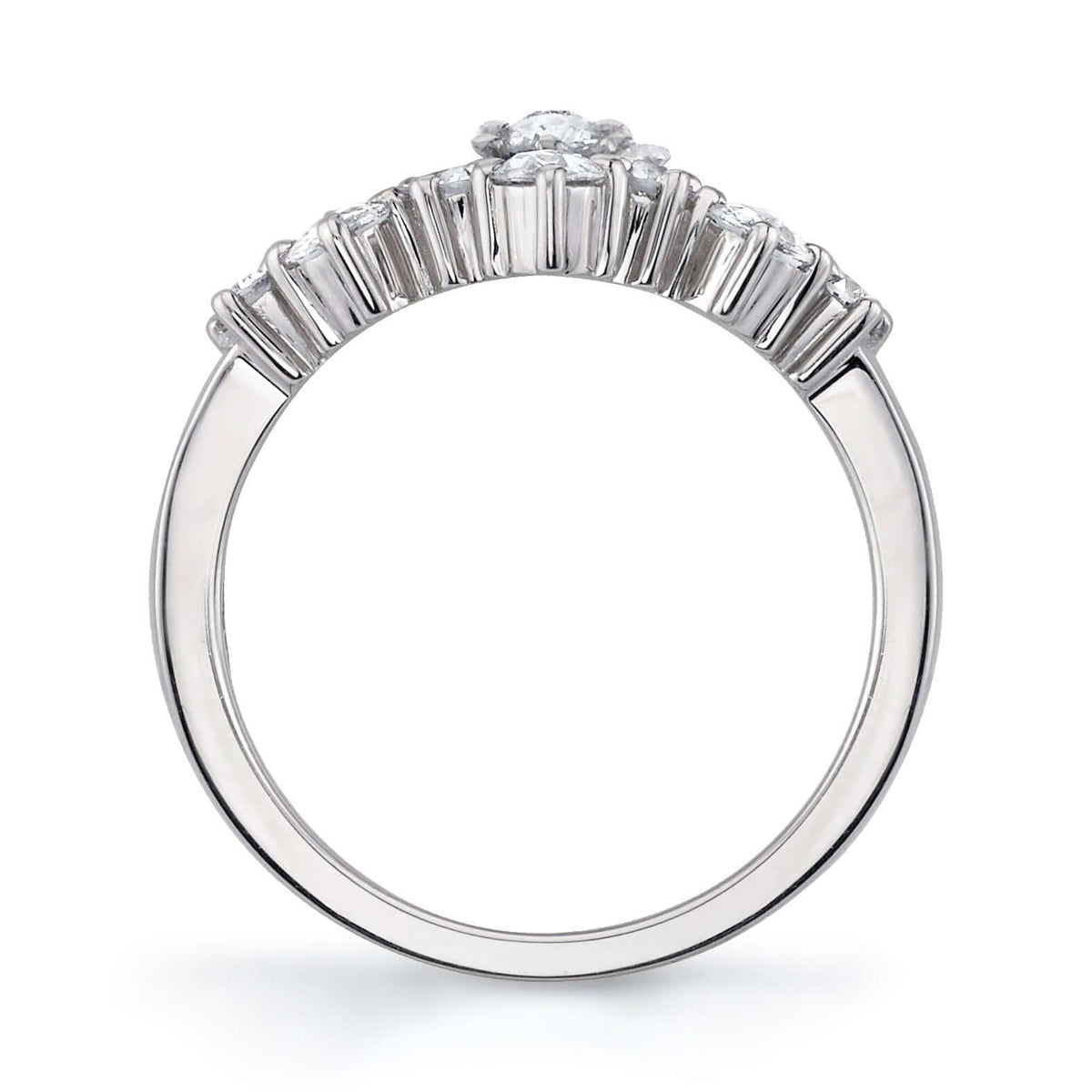 SINGLE STONE BROOKE BAND | 2mm handcrafted prong-set curved band with approximately 0.30ctw mixed old European and rose cut diamonds. Please inquire for additional customization.