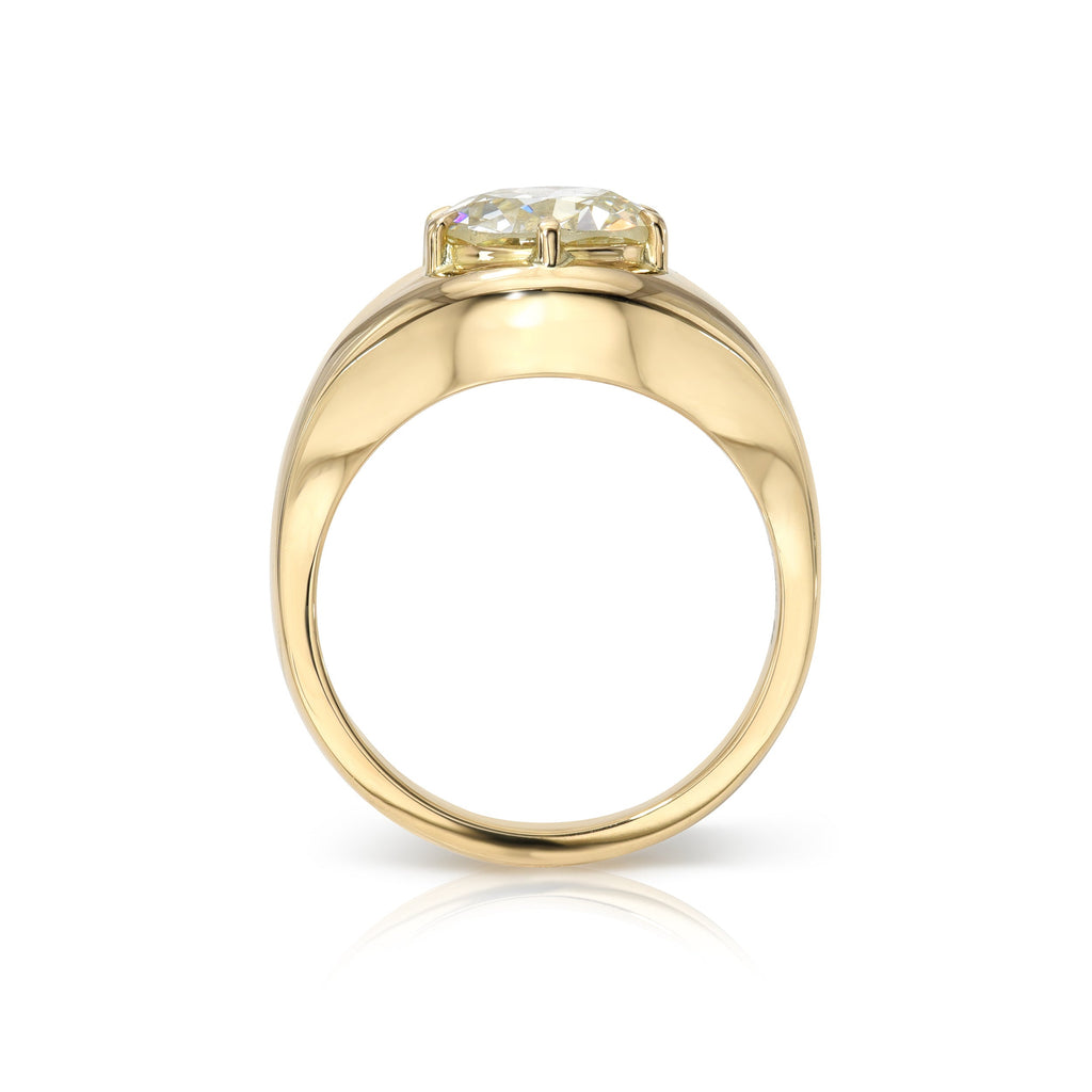 SINGLE STONE BRYN RING featuring 2.41ct N/VS1 GIA certified old European cut diamond prong set in a handcrafted 18K yellow gold mounting.