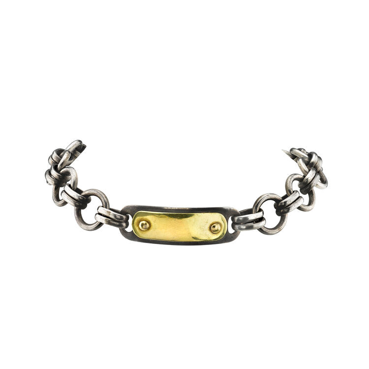 BRONTE BRACELETS, Fine silver and 18k yellow gold 
15" 
Made in Los Angeles 
, BRACELETS, ANABEL HIGGINS JEWELRY