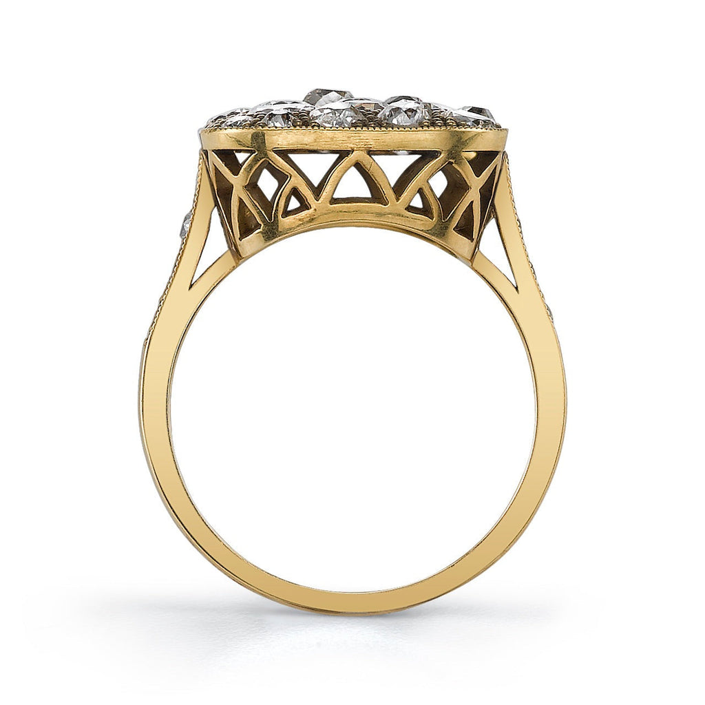 SINGLE STONE SMALL SQUARE COBBLESTONE RING RING featuring Approximately 2.00ctw various old cut and round brilliant cut diamonds set in a handcrafted, oxidized 18K yellow gold mounting. Prices may vary according to total diamond weight. Measurements 13.5m