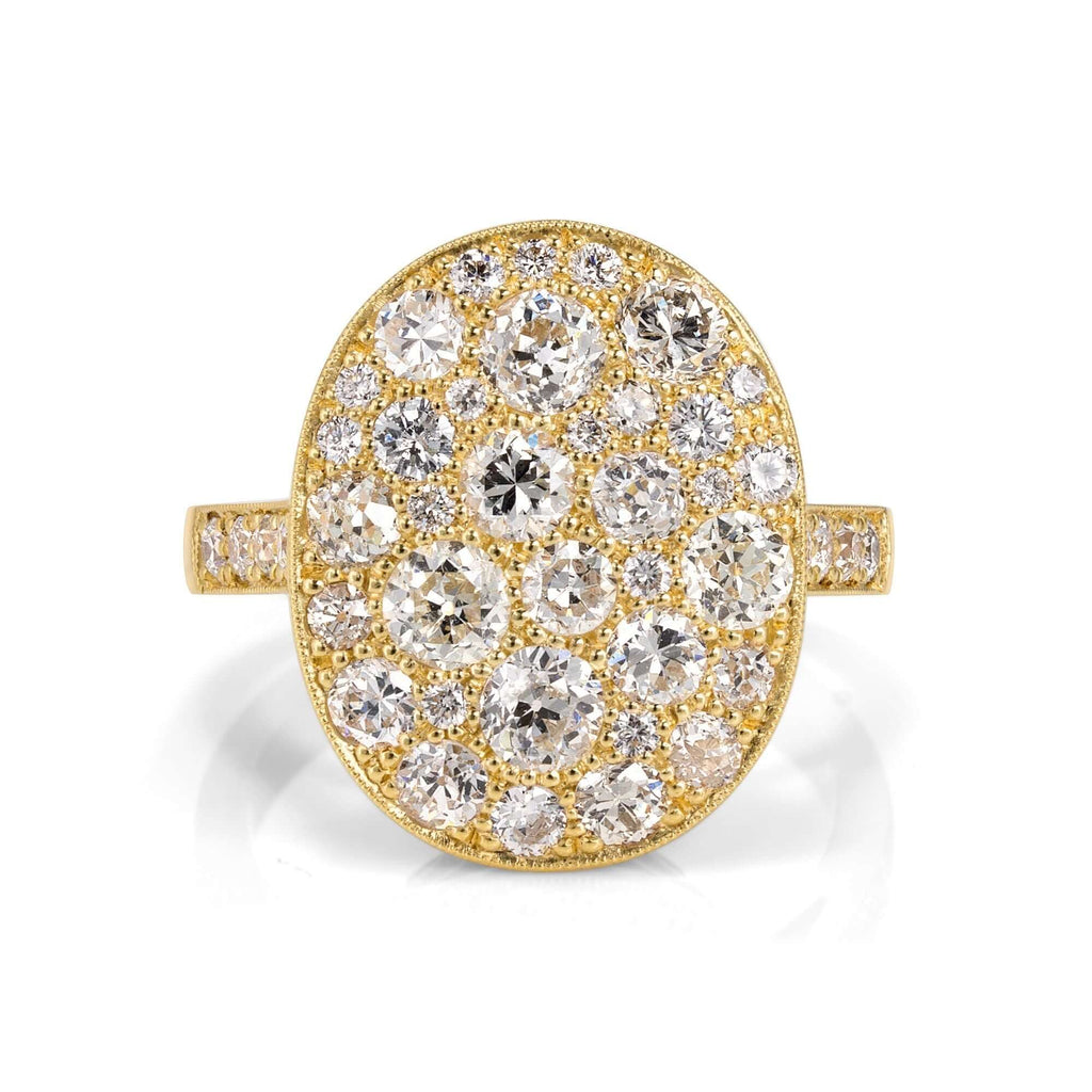 SINGLE STONE SMALL OVAL COBBLESTONE RING RING featuring Approximately 2.20ctw various old cut and round brilliant cut diamonds set in a handcrafted 18K yellow gold mounting. Available in a polished or oxidized finish. Prices may vary according to total di
