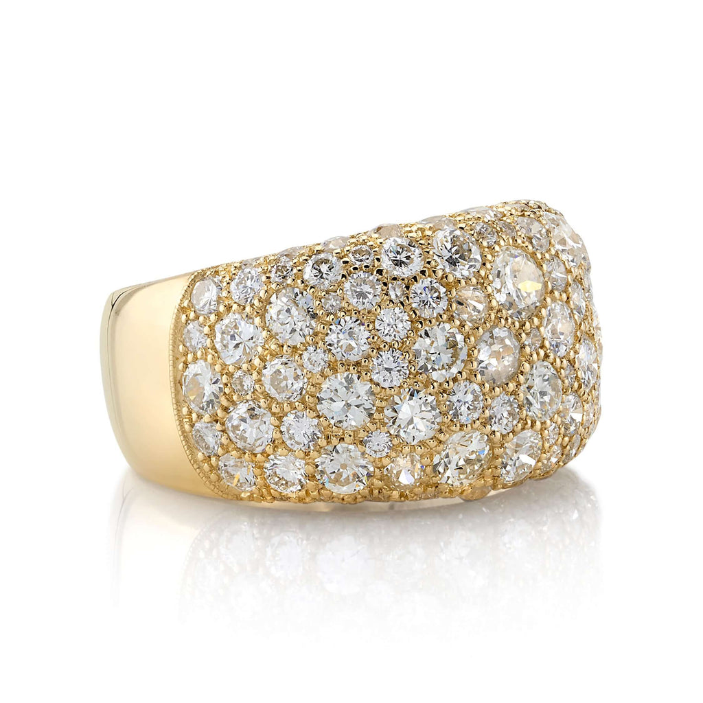 SINGLE STONE COBBLESTONE SIENNA RING featuring Approximately 4.00ctw varying old cut and round brilliant cut diamonds set in a handcrafted 18K yellow gold dome band. *Cobblestone pattern may vary from piece to piece