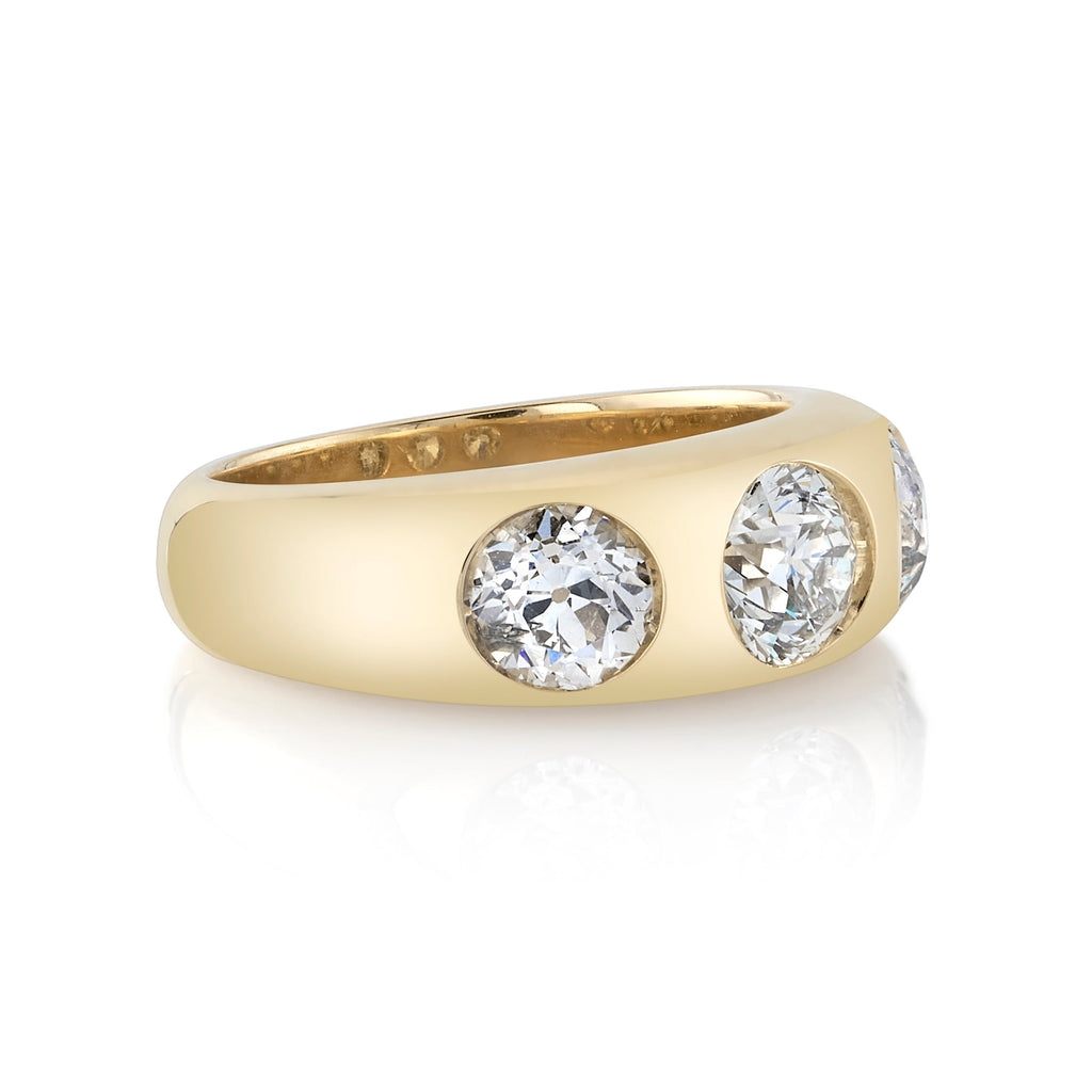 SINGLE STONE DALLAS BAND | 0.76ct K/SI2 GIA certified old European cut diamond with 1.27ctw J-K/SI1 old European cut accent diamonds set in a handcrafted 18K yellow gold mounting.