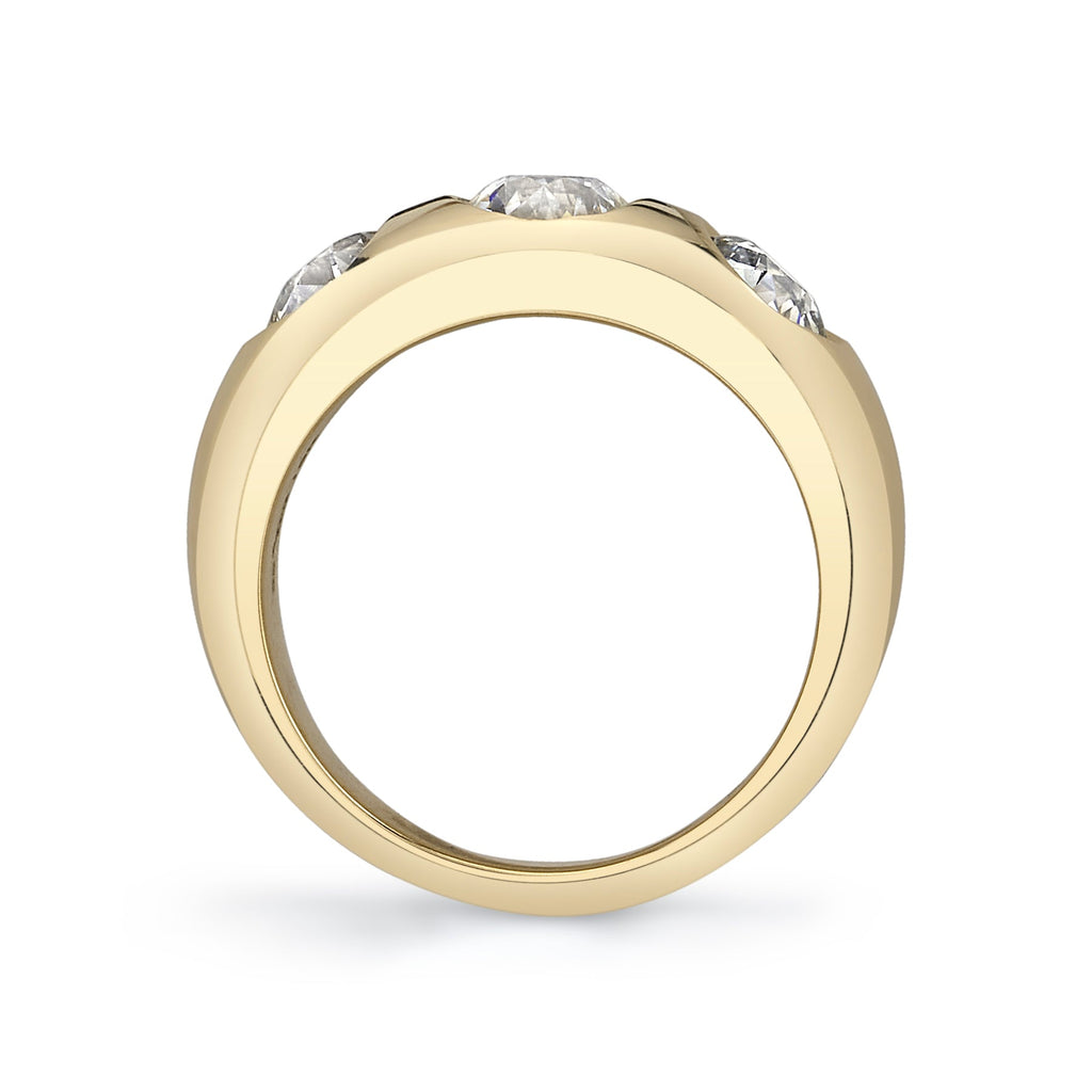 SINGLE STONE DALLAS BAND | 0.76ct K/SI2 GIA certified old European cut diamond with 1.27ctw J-K/SI1 old European cut accent diamonds set in a handcrafted 18K yellow gold mounting.