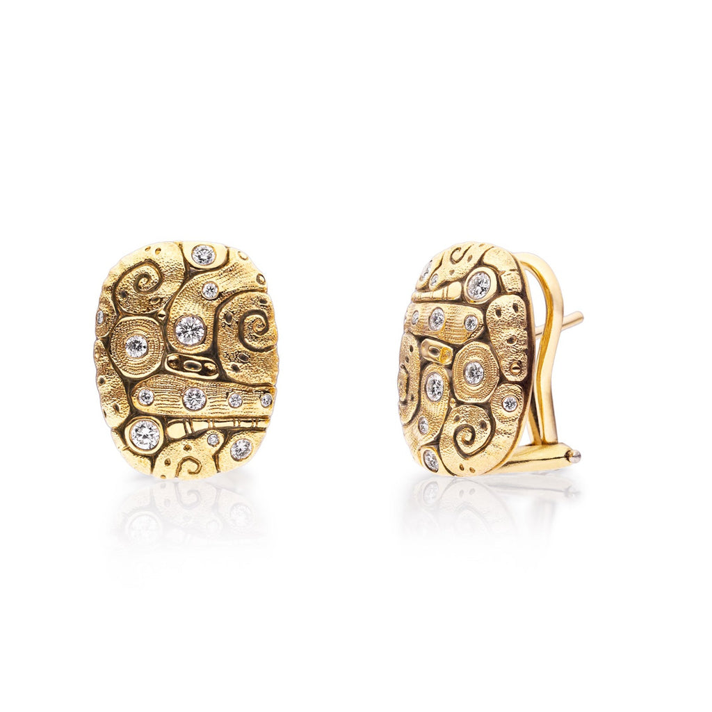 DIAMOND FLORA EARRINGS, 18k yellow gold 0.34ctw Brilliant cut diamonds Made in New York, Earrings, Alex Sepkus