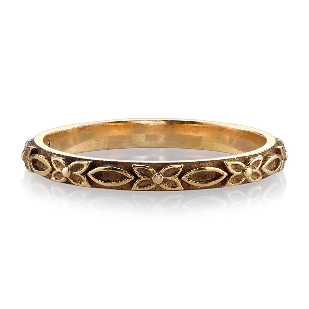 SINGLE STONE VICTORIA BAND | Handcrafted oxidized 18K gold ladies' band. Approximate band with 2mm. Please inquire for additional customization.