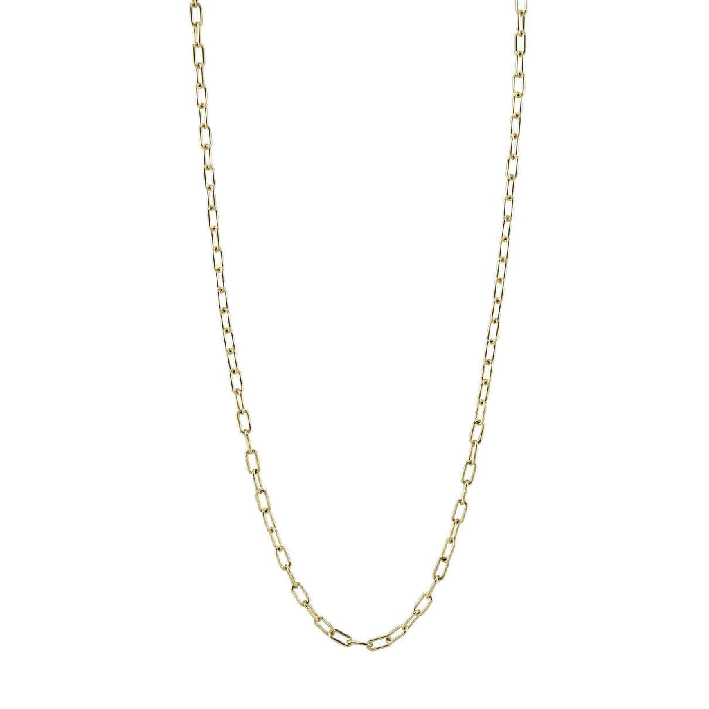 SINGLE STONE BOND CHAIN featuring Handcrafted 18K gold long link chain. Available from 16" to 27". Price does not include charms.