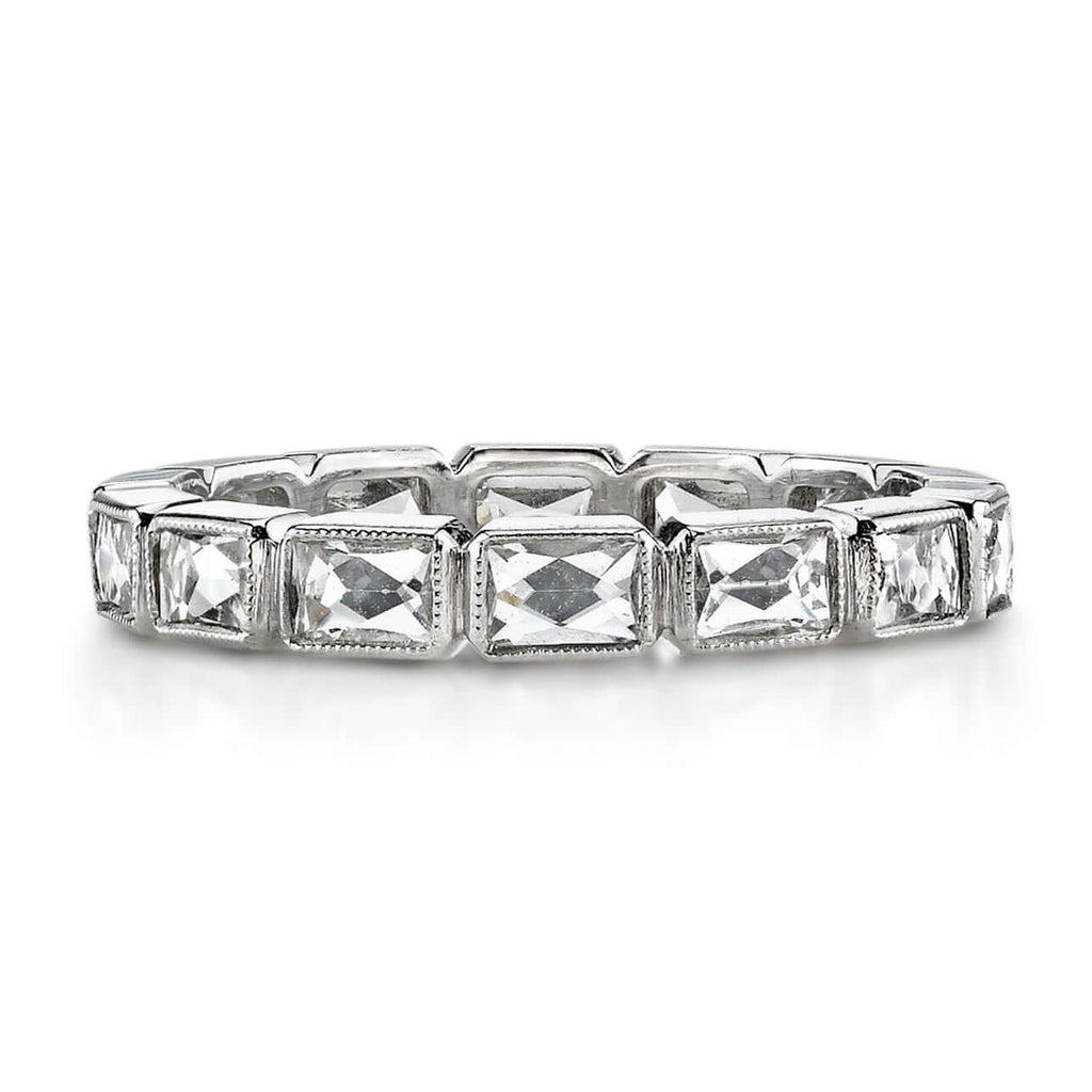 SINGLE STONE LARGE JULIA BAND | Approximately 1.30-1.60ctw G-H/VS French cut diamonds bezel set in a handcrafted eternity band. Approximate band width 3mm. Please inquire for additional customization.