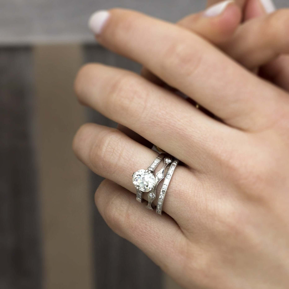 SINGLE STONE PAIGE BAND | Approximately 0.75ctw G-H/VS alternating French and old European cut diamonds channel set in a handcrafted eternity band. Approximate band with 2.1mm. Please inquire for additional customization.