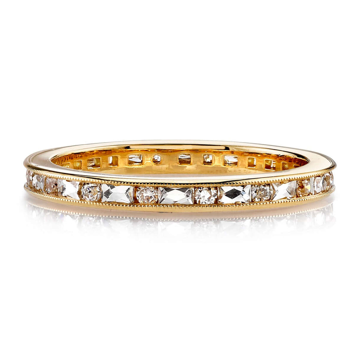 SINGLE STONE MICHELLE BAND | Approximately 0.65ctw French cut and old European cut diamonds set in a handcrafted channel set eternity band. ﻿Approximate band width 2.1mm. All of our jewelry is individually made to order in Los Angeles, please allow 6-8 we