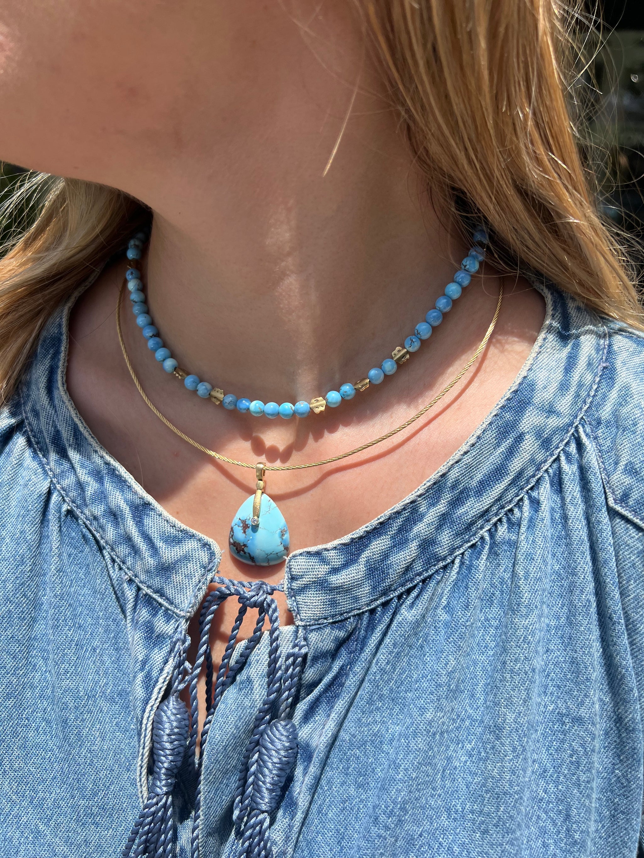 KAZAKHSTAN TURQUOISE STICKS AND STONES PENDANT