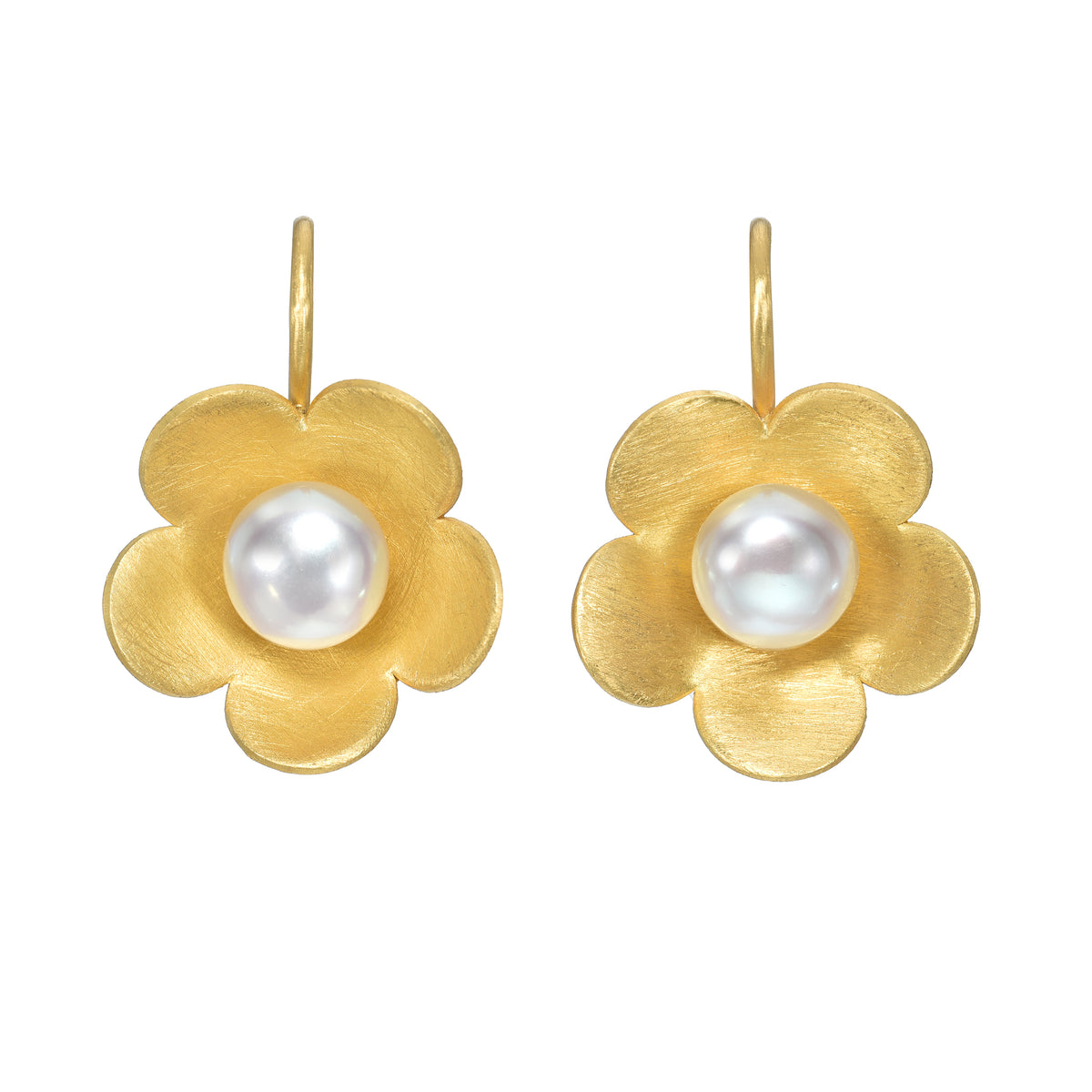 PEARL PETAL EARRINGS, 22k yellow gold 
Pearls 
, EARRINGS, STEPHANIE ALBERTSON