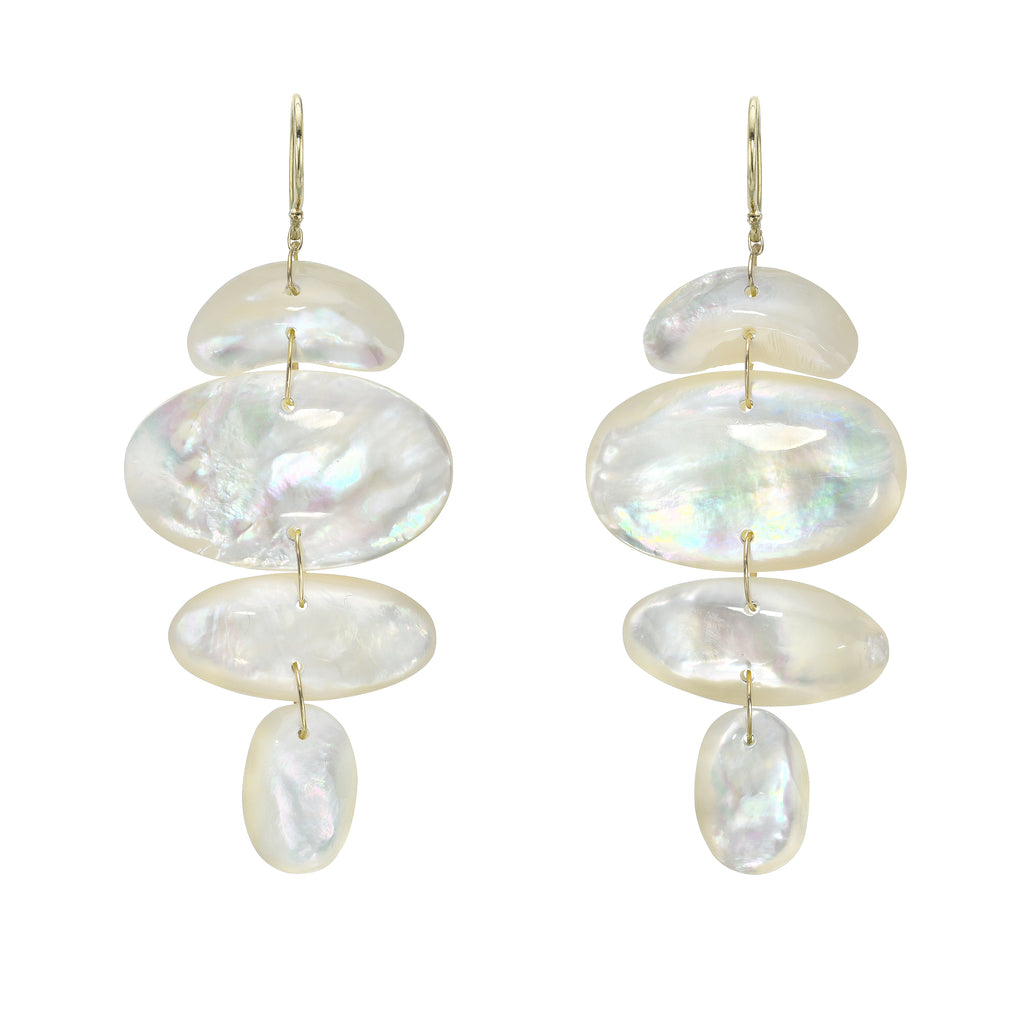 OVAL TOTEM MOTHER OF PEARL EARRINGS, 18k yellow gold Hand-cut mother of pearl Assembled in New York, Earrings, Ten Thousand Things