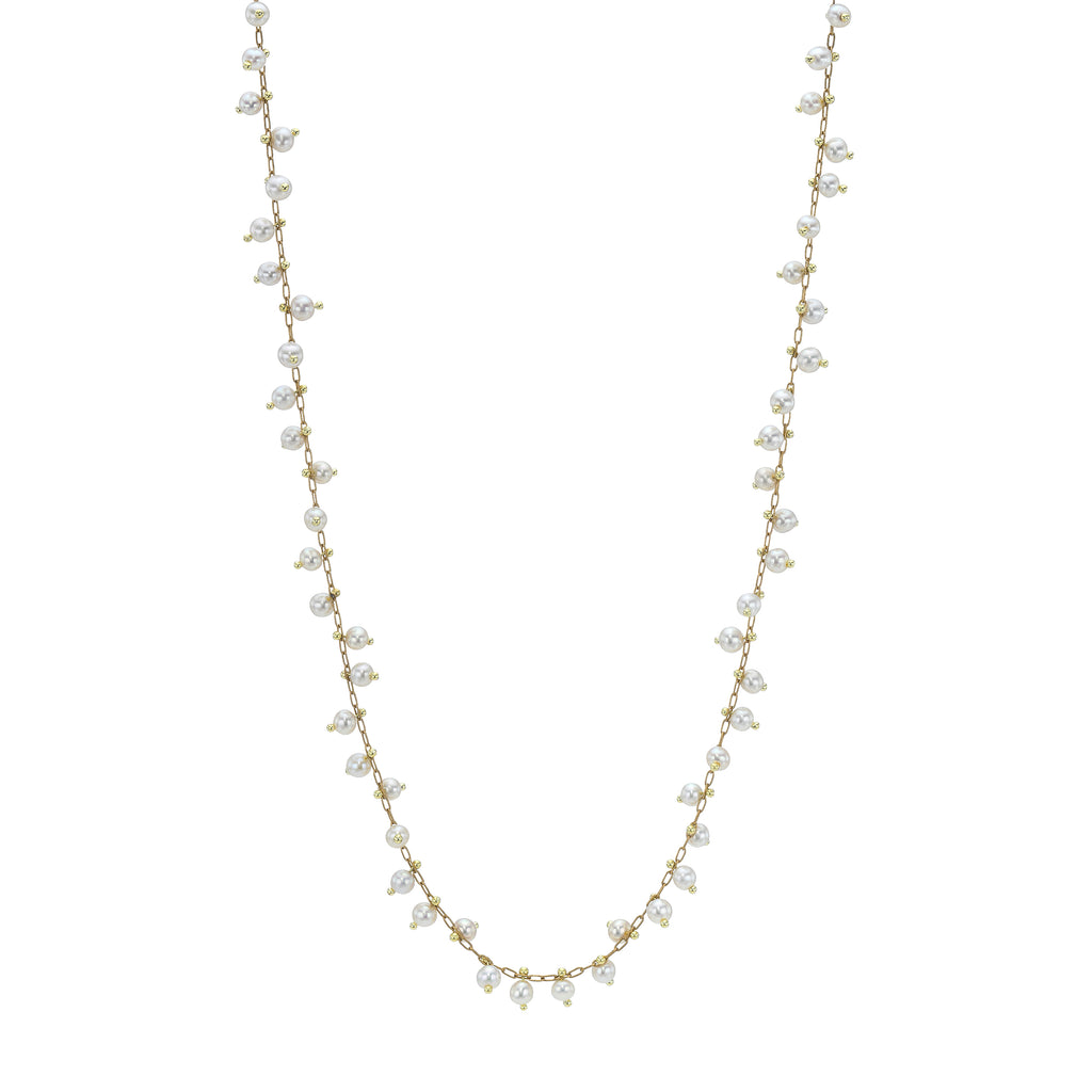 PEARL SPIRAL NECKLACE, 18k yellow gold Seed Pearls Assembled in New York, Necklace, Ten Thousand Things