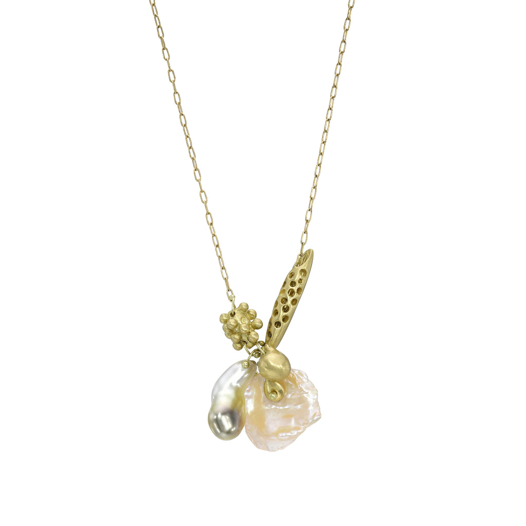 KESHI PEARL CHARM NECKLACE, 18k yellow gold 
Keshi pearls, NECKLACES, TEN THOUSAND THINGS