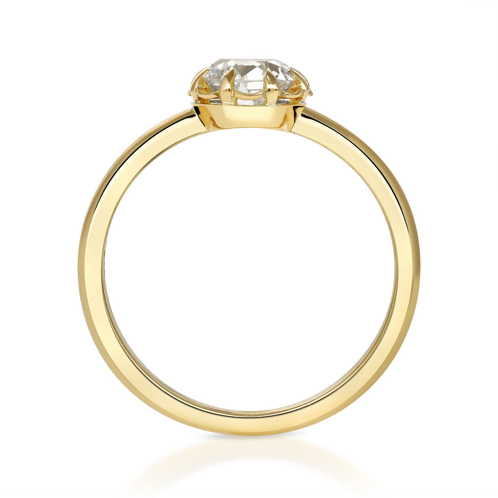 SINGLE STONE JOLENE RING featuring 0.73ct L/VS2 GIA certified old European cut diamond prong set in a handcrafted 18K yellow gold mounting.