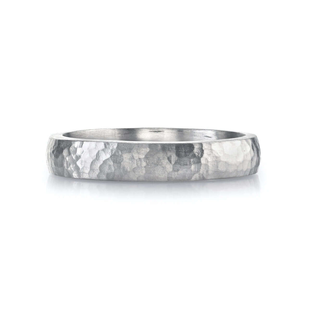 SINGLE STONE JOSEPH HAMMERED 4MM BAND | 4mm handcrafted hammered Men's band. Bands available from 4mm to 6mm.