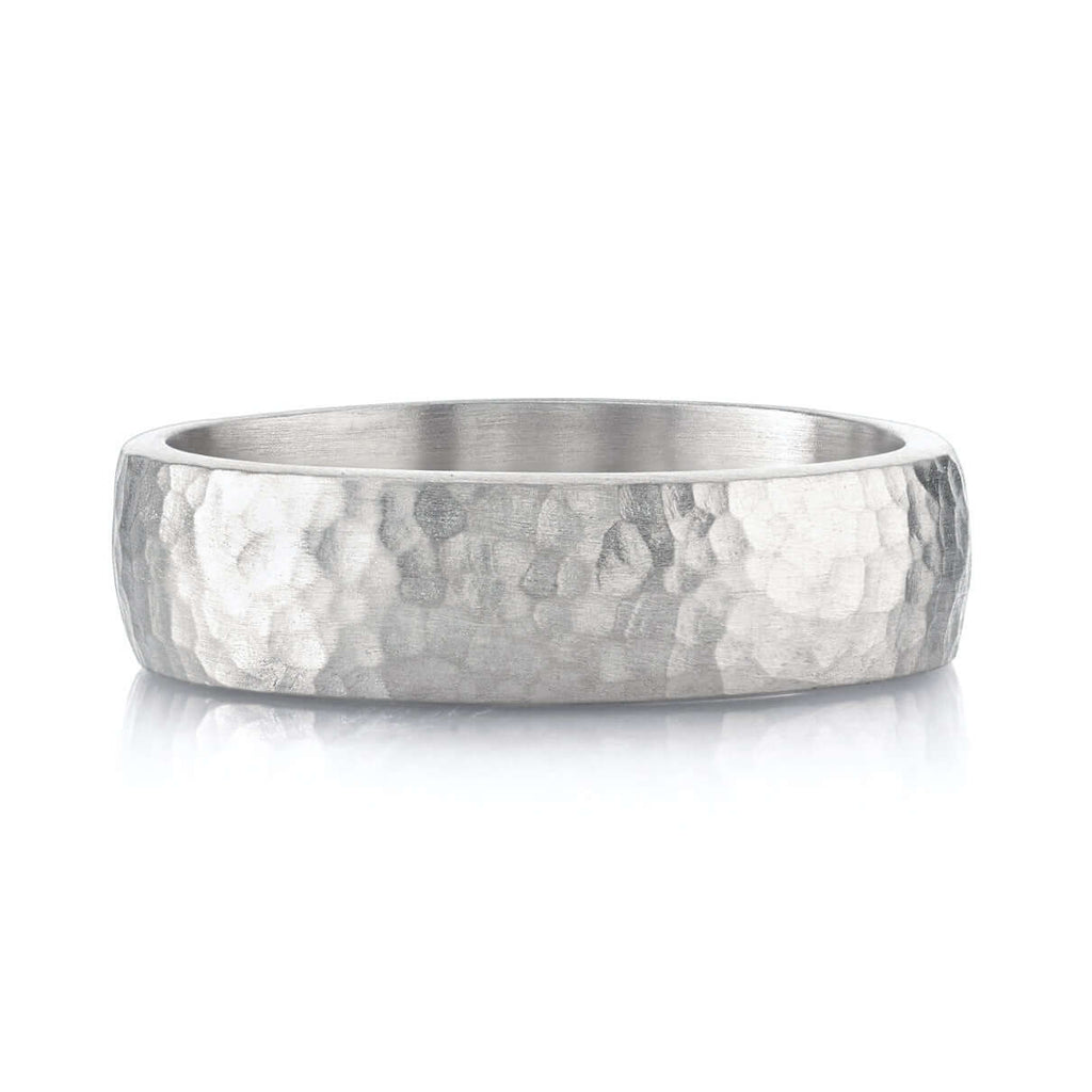 SINGLE STONE JOSEPH HAMMERED 6MM BAND | 6mm handcrafted hammered Men's band. Bands available from 4mm to 8mm.