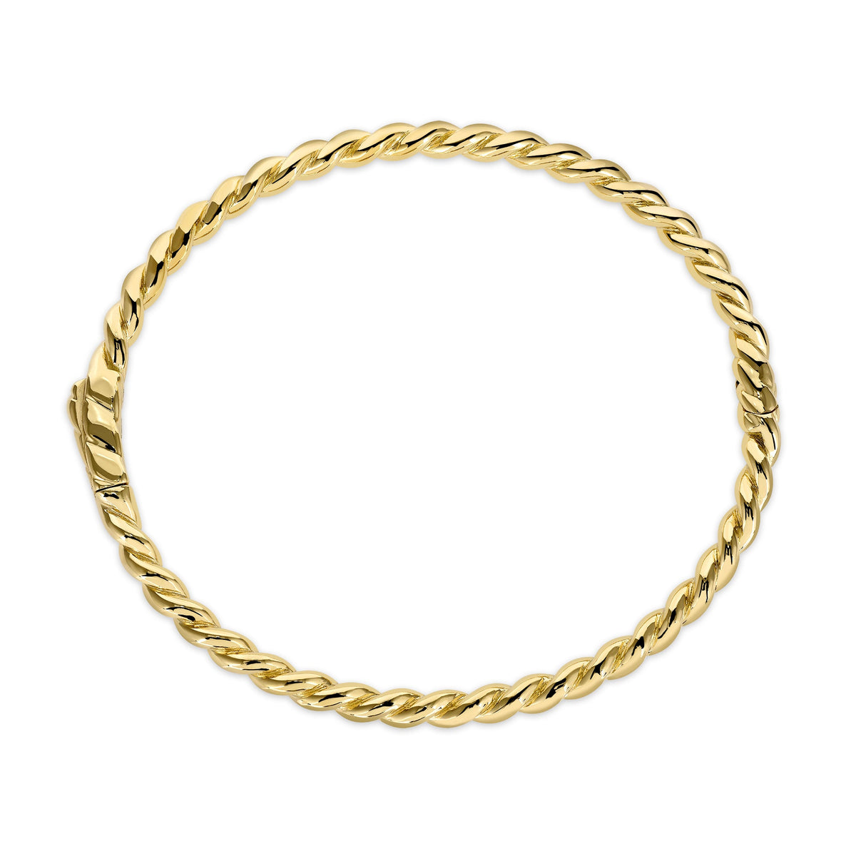 SINGLE STONE LARA BANGLE featuring Handcrafted twisted 18K yellow gold bangle bracelet.