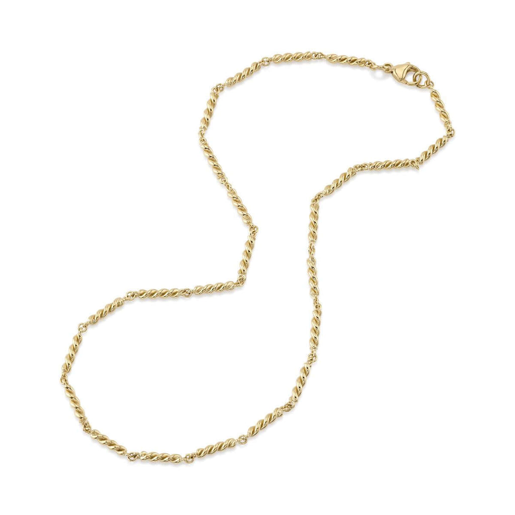 SINGLE STONE LARA NECKLACE featuring Handcrafted 18K yellow gold twisted link necklace. Necklace available in 17.25" or 23" lengths.