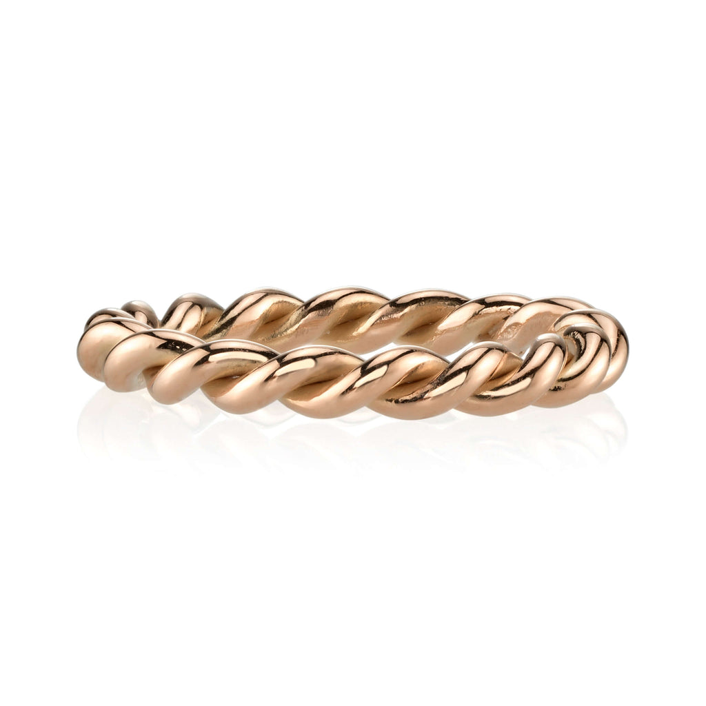 SINGLE STONE LARGE LARA BAND | Handcrafted 18K gold 3mm twisted rope ladies' band. Please inquire for additional customization.