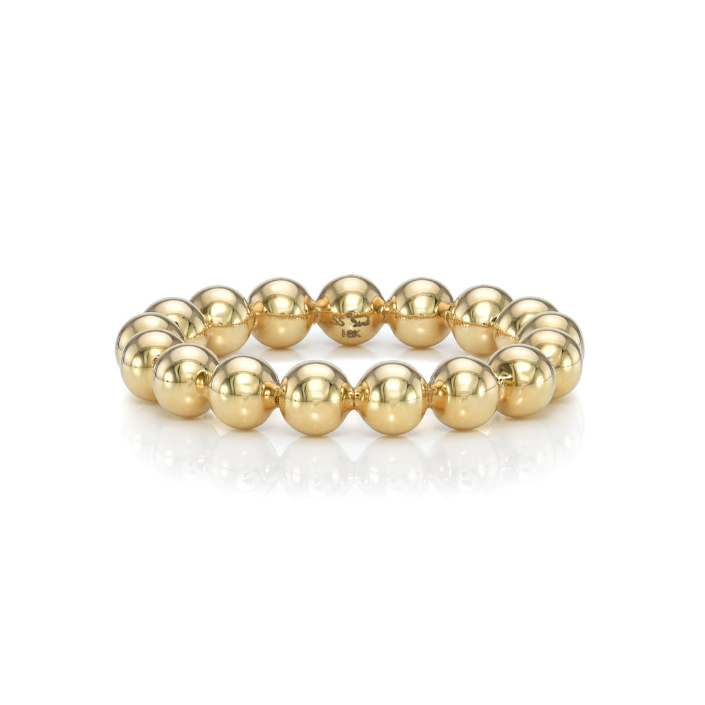 SINGLE STONE LARGE GAIA BAND | 4mm handcrafted 18K yellow gold high polish beaded band.