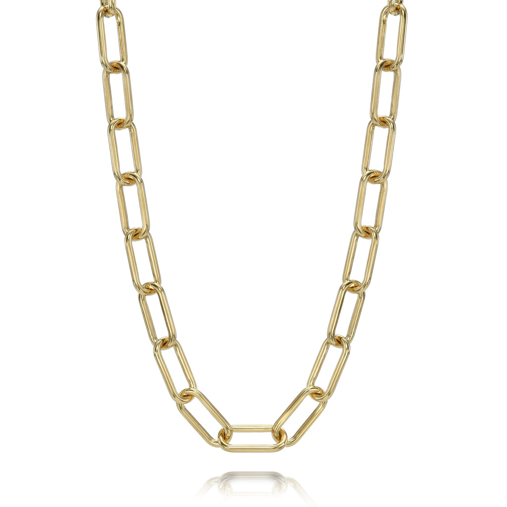 SINGLE STONE LIBBY NECKLACE featuring Handcrafted 18K yellow gold paper clip link necklace.