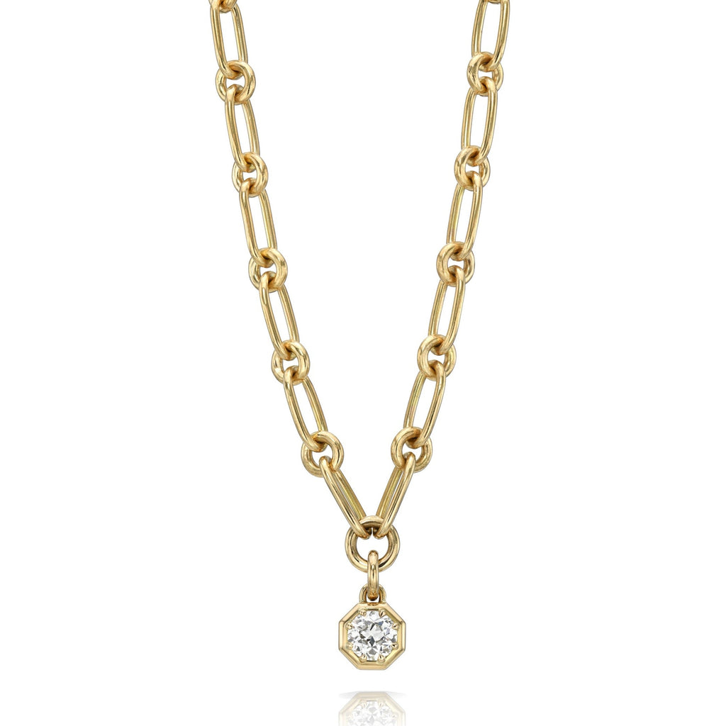 SINGLE STONE LOLA NECKLACE featuring 1.04ct J/SI1 GIA certified old European cut diamond prong set on a handcrafted 18K yellow gold pendant necklace. Necklace measures 17".